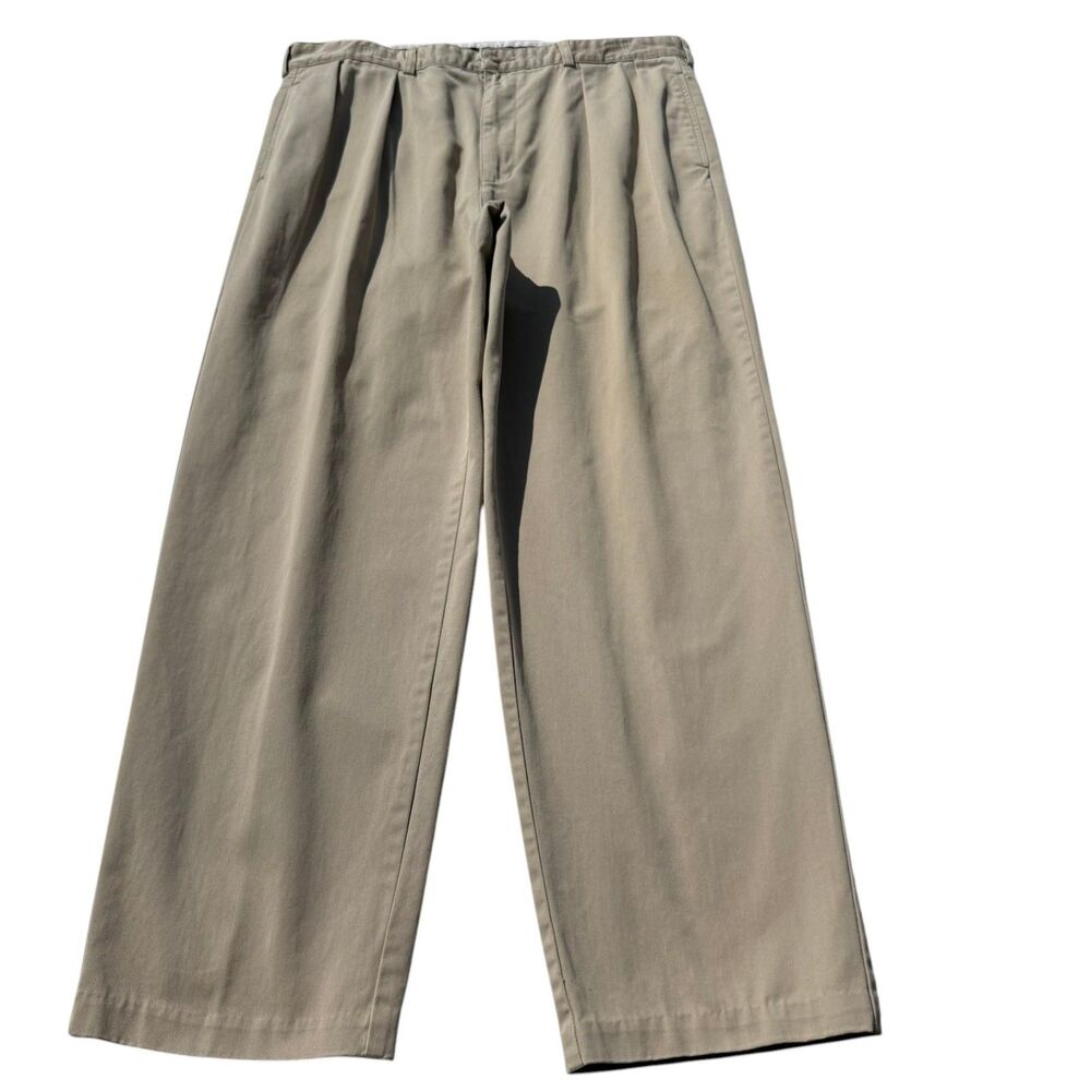 Vintage Polo Ralph Lauren Andrew Pants Mens 38x30 Double Pleat Baggy Chino Khaki